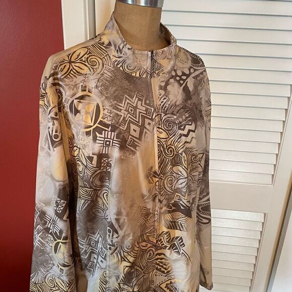 WEEKENDS BY CHICO’S | lightweight zip up yellow brown jacket size 3 or L - Picture 2 of 6